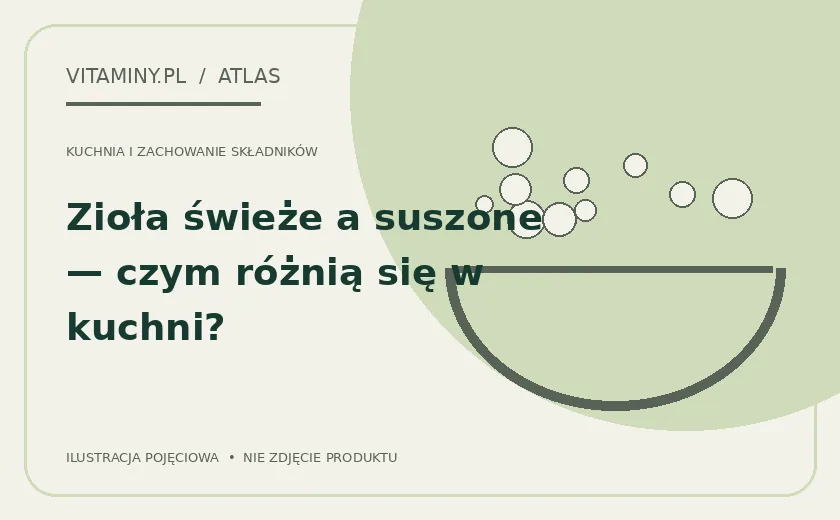 Zioła świeże a suszone — czym różnią się w kuchni? — ilustracja edukacyjna